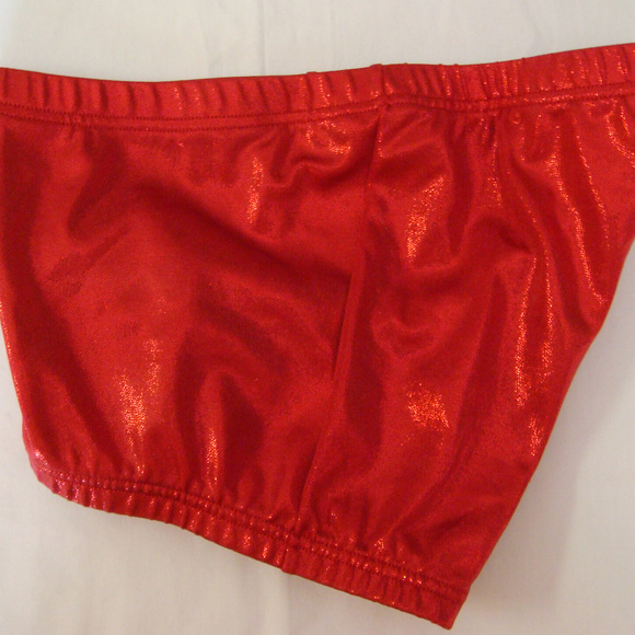 Gymnastics/Dance Red Metallic Shorts - Picture 2 of 3